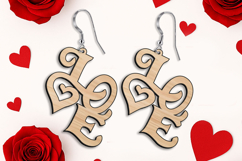 SVG Valentine Love Text Earrings Laser Present Romance Gift Product Image 2