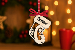 SVG Letter G Sock Christmas Ornament Monogram Alphabet Laser Product Image 2