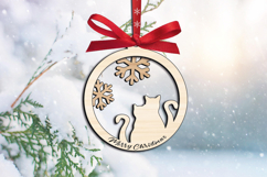 SVG Merry Christmas Kitty Cat Ornament Couple Laser Decor Product Image 4