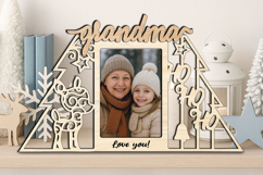 Ho Ho Ho Deer Christmas Grandma SVG Photo Frame Laser Gift Product Image 3