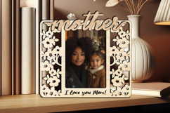 Laser Mother SVG Daughter Photo Frame Cherry Blossom Gift Product Image 2