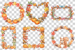 Autumn border | Fall Frame Watercolor Leaves Acorn Animal Product Image 2