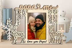Deer Couple Christmas SVG Papa and Me Photo Frame Gift Laser Product Image 2