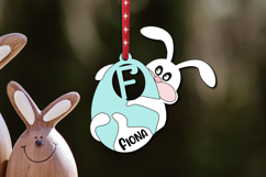 Easter Bunny Letter F SVG Name Basket Tag Ornament Laser Product Image 2