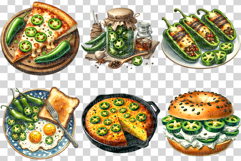 Jalapeno Pepper Cuisine | Watercolor Food Recipe Pickle PNG Product Image 2