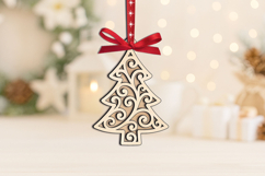 SVG Holiday Pattern Christmas Tree Laser Ornament Present Product Image 2