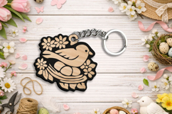 Spring Bird Nest Eggs Keychain Laser SVG Gift Accessory Product Image 2