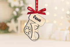 Laser Letter F SVG Sock Christmas Ornament Monogram Alphabet Product Image 1
