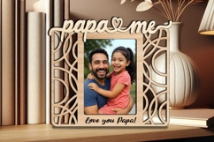 SVG Laser Abstract Papa and Me Photo Frame Present Design Product Image 2