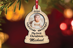 Winter Globe SVG Baby Photo First Christmas Ornament Laser Product Image 2