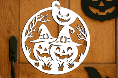 Pumpkins Halloween Door Hanger SVG Welcome Sign Laser Home Product Image 2