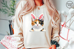 Easter Cats Happy Easter, Cat Peaking wearing Bunny Ears PNG Product Image 2