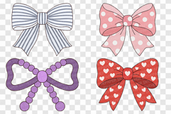 Cute Bow | Clipart SVG EPS PNG Ribbon Heart Polka Dot Stripe Product Image 2