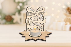 Christmas Pattern Holiday Present SVG Laser Candle Holder Product Image 2