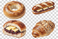 Bread PNG | Watercolor Bakery Food Bagel Baguette Pastry Product Image 2