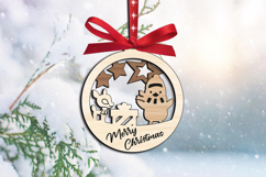 SVG Merry Christmas Ornament Fawn Snowman Laser Holiday Gift Product Image 2