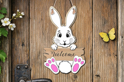 Easter Holiday Door Hanger Bunny Welcome Home Laser SVG Gift Product Image 2