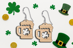 Beer Mug Four-Leaf Clover Earring Patrick Day SVG Lucky Gift Product Image 2