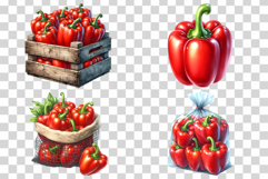 Red Bell Pepper | Watercolor Vegetable Paprika Chili PNG Product Image 2