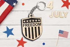Freedom America Banner Flag 4th July Keychain Laser SVG Gift Product Image 2