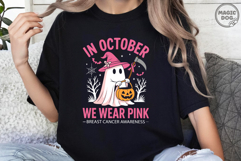 In October We Wear Pink|Halloween Breast Cancer|Pink Ghost Product Image 2