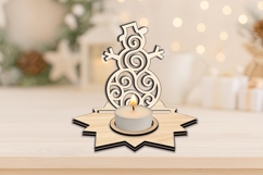 Christmas Snowman SVG Holiday Candle Holder Star Base Laser Product Image 3