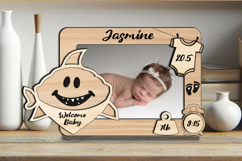 Shark Laser SVG Baby Photo Newborn Frame Home Decor Sign Product Image 2