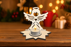 SVG Laser Angel Candle Holder Christmas Holiday Holy Present Product Image 2