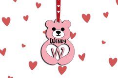 Gift Letter W Alphabet Valentine Day Love Bear Laser SVG Product Image 2