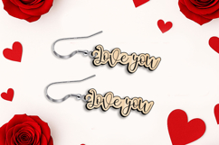 SVG Love You Text Valentine Earrings Laser Gift Romantic Product Image 1
