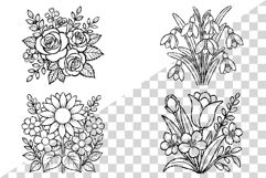 Flower Coloring Page | botanical floral rose tulip sunflower Product Image 2