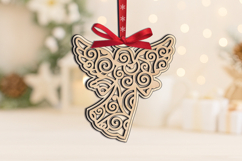 SVG Winter Swirl Angel Ornament Christmas Laser Present Gift Product Image 2