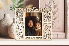 Animals Mom and Me SVG Photo Frame Laser Giraffe Lion Hippo Product Image 2