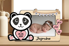 Panda Laser Baby Photo SVG Frame Gift Board Newborn Picture Product Image 2