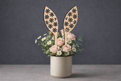 SVG Easter Bunny Ears Rabbits Flowers Planter Laser Present Product Image 2