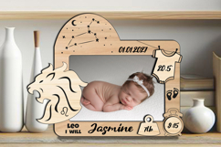 SVG Leo Lion Zodiac Baby Photo Frame Present Newborn Pic Product Image 2