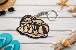 SVG Beach Summer Ball Flip-Flops Keychain Gift Laser Gift Product Image 3