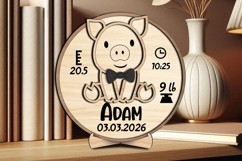 Pig Baby Announcement SVG Round Board Laser Circle Porky Product Image 2