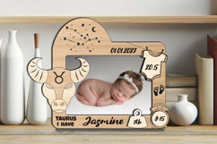 SVG Taurus Zodiac Baby Photo Frame Present Newborn Gift Product Image 2