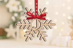 Letter J Christmas Ornament SVG Alphabet Monogram Laser Gift Product Image 2