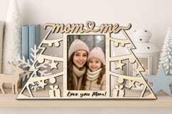 SVG Christmas Mom and Me Photo Frame Laser Present Winter Product Image 2