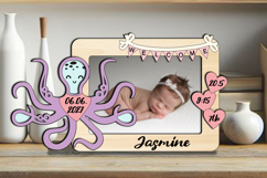 Octopus Baby Photo SVG Laser Gift Frame Board Newborn Pic Product Image 2