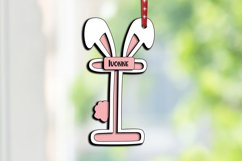 Easter Ornament Laser Letter I Basket Tag SVG Bunny Tail Product Image 2