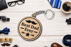 Laser SVG Best Dad Ever Father Day Keychain Gift Grandpa Product Image 2