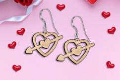 SVG Double Heart Arrow Valentine Earring Love Laser Romantic Product Image 2