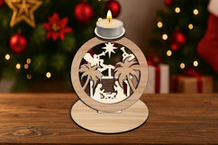 Laser SVG Nativity Candle Holder House Decor Holiday Gift Product Image 2