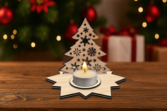 SVG Candle Holder Christmas Holiday Tree Star Design Present Product Image 2