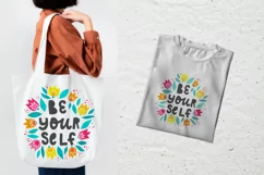 BE YOURSELF inspirational quote with floral wreath Product Image 2