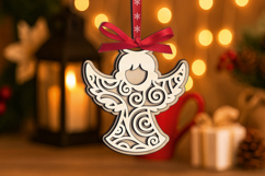 Angel Ornament Christmas Night Holiday SVG Laser Present Product Image 3