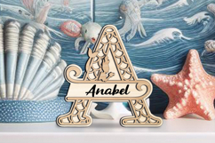 Mermaid Laser SVG Letter A Alphabet Maritime Ocean Sea Decor Product Image 2